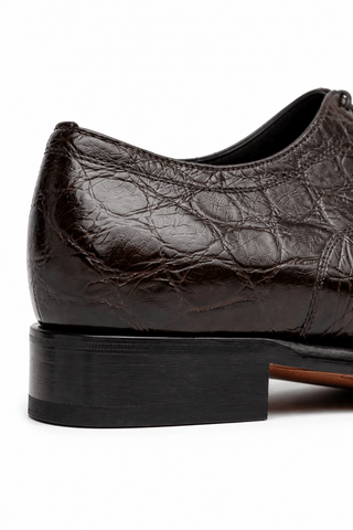 Caporicci Style 5950 Brown alligator oxford, heel detail