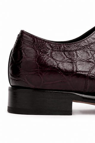 Caporicci Style 5950 Burgundy alligator oxford, heel detail