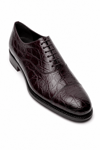 Caporicci Style 5950 Burgundy alligator oxford, lacing view