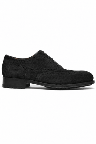 Caporicci 921 Suede Wingtip Oxford Black, right-facing outer-side view