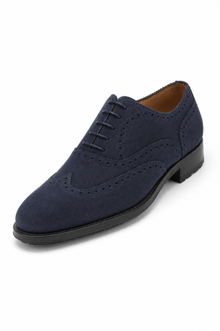 Caporicci 921 Suede Wingtip Oxford Blue, three-quarter view