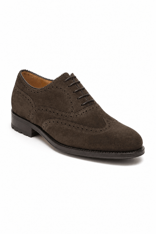 Caporicci 921 Suede Wingtip Oxford Brown, three-quarter view