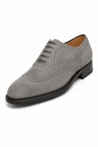 Caporicci 921 Suede Wingtip Oxford Gray, three-quarter view