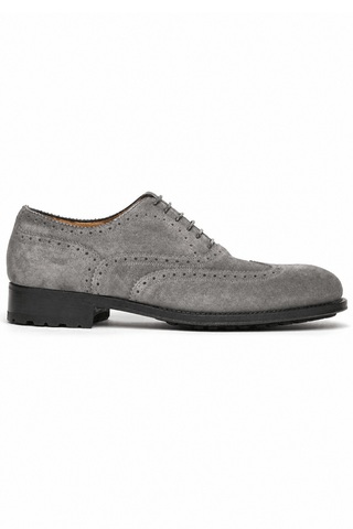 Caporicci 921 Suede Wingtip Oxford Gray, right-facing outer-side view