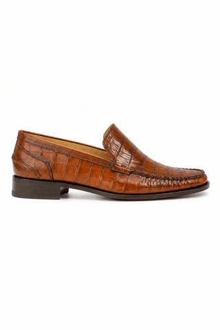 Caporicci Style 940 Gold alligator loafer, right-facing outer-side view
