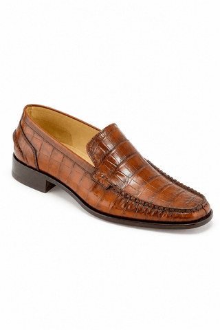 Caporicci Style 940 Gold alligator loafer, outer three-quarter view