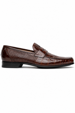 Caporicci 9961 Alligator Penny Loafer Brown, right-facing outer-side view