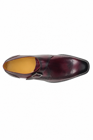 Carrucci KS509-42 Leather Single Monk-Strap - Burgundy - AmbrogioShoes