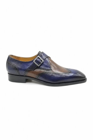 Carrucci KS509-42 Leather Single Monk-Strap - Chestnut - AmbrogioShoes