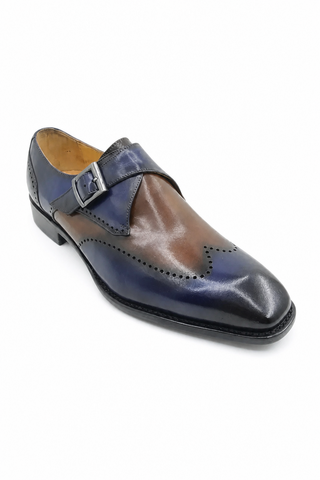 Carrucci KS509-42 Leather Single Monk-Strap - Chestnut - AmbrogioShoes