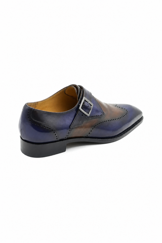 Carrucci KS509-42 Leather Single Monk-Strap - Chestnut - AmbrogioShoes