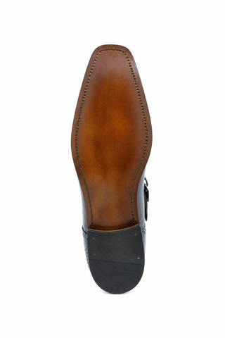 Carrucci KS509-42 Leather Single Monk-Strap - Chestnut - AmbrogioShoes