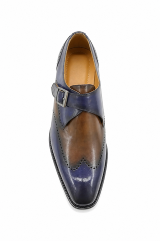 Carrucci KS509-42 Leather Single Monk-Strap - Chestnut - AmbrogioShoes