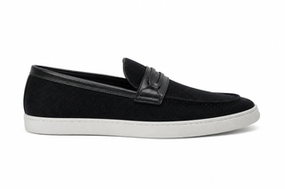 Carrucci KS529-07 Linen Penny Loafer - Black - AmbrogioShoes