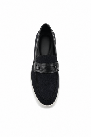 Carrucci KS529-07 Linen Penny Loafer - Black - AmbrogioShoes