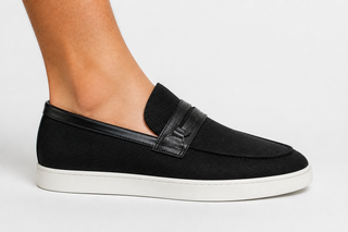 Carrucci KS529-07 Linen Penny Loafer - Black - AmbrogioShoes