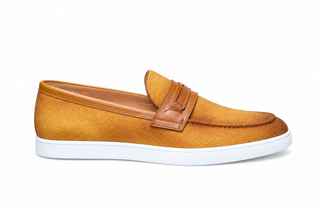 Carrucci KS529-07 Linen Penny Loafer - Cognac - AmbrogioShoes