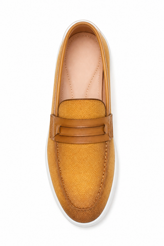 Carrucci KS529-07 Linen Penny Loafer - Cognac - AmbrogioShoes