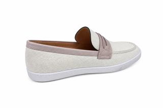 Carrucci KS529-07 Linen Penny Loafer - Cream - AmbrogioShoes