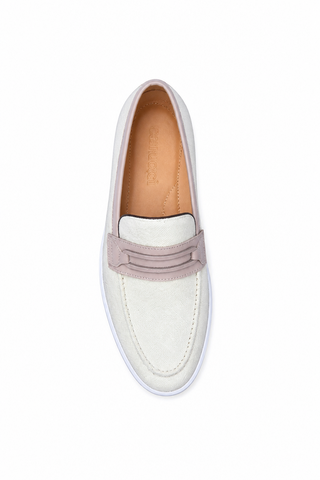 Carrucci KS529-07 Linen Penny Loafer - Cream - AmbrogioShoes