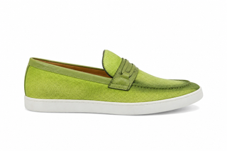 Carrucci KS529-07 Linen Penny Loafer - Green - AmbrogioShoes