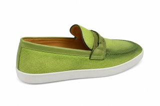 Carrucci KS529-07 Linen Penny Loafer - Green - AmbrogioShoes