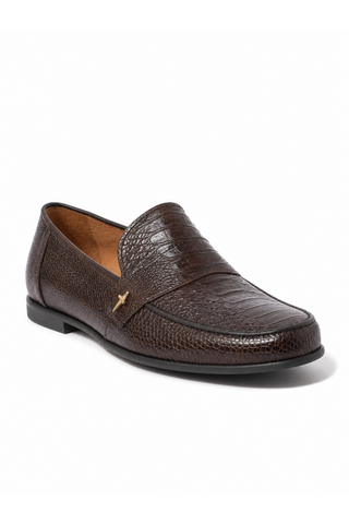 Cesare Paciotti Struzzo Zamp Fondente Brown Loafers CPM2327 front three quarter hero