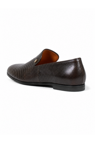 Cesare Paciotti Struzzo Zamp Fondente Brown Loafers CPM2327 rear three quarter heel