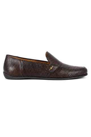 Cesare Paciotti Struzzo Zamp Fondente Brown Loafers CPM2327 side profile