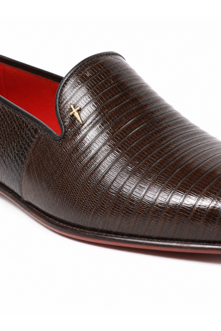 Cesare Paciotti Lizard Fondente Loafer CPM2336 close up detail