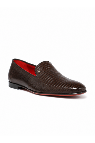 Cesare Paciotti Lizard Fondente Loafer CPM2336 front three quarter hero