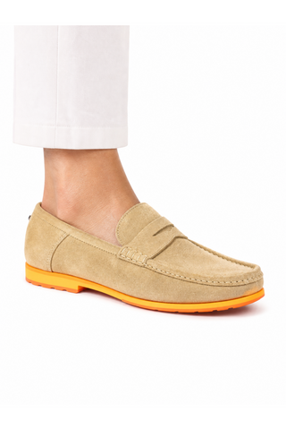 Cesare Paciotti Luxury Italian Men's Designer Shoes Sabbia Suede Beige Moccasins (CPM2355)