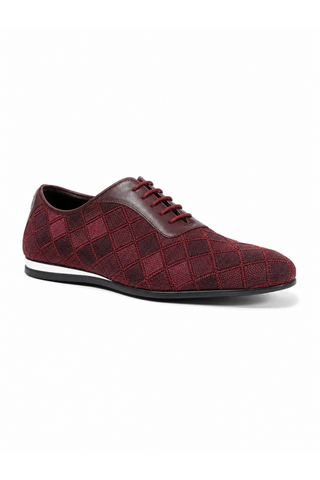 Cesare Paciotti Luxury Italian Men's Designer Shoes Valvet Bordo Soft Melanzana Leather / Fabric Oxfords (CPM2510)