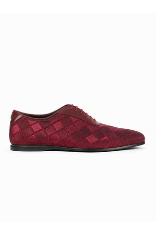 Cesare Paciotti Luxury Italian Men's Designer Shoes Valvet Bordo Soft Melanzana Leather / Fabric Oxfords (CPM2510)