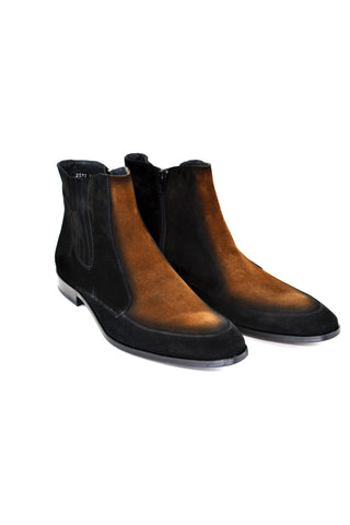 Corrente 2077S Suede Chelsea Boots - Black & Tan-AmbrogioShoes