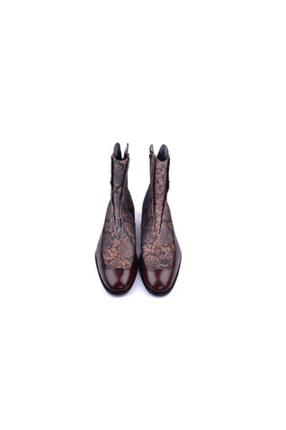 Corrente 3273 Leather & Python Boot - Brown-AmbrogioShoes