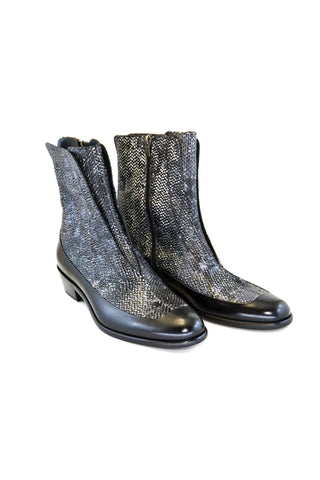 Corrente 3273 Leather & Python Boot - Gray-AmbrogioShoes