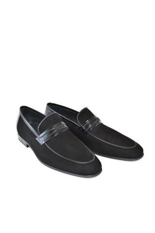Corrente 3417HS Suede Leather Loafers - Black-AmbrogioShoes