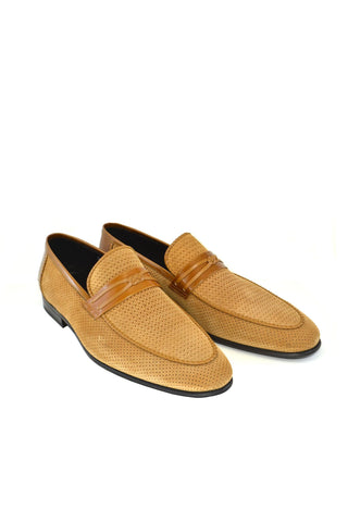 Corrente 3417HS Suede Leather Loafers - Tan-AmbrogioShoes