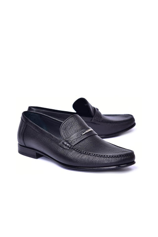 Corrente 3898 Deer Horse-Bit Loafer - Black-AmbrogioShoes