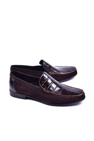 Corrente 3898C Leather & Suede Loafer - Burgundy-AmbrogioShoes