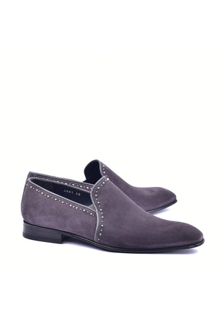 Corrente 4981S Suede Studded Loafer - Gray-AmbrogioShoes