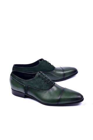 Corrente 5230 Leather & Suede Oxford - Green-AmbrogioShoes