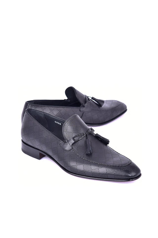 Corrente 5509 Leather Tassel Loafer - Black-AmbrogioShoes