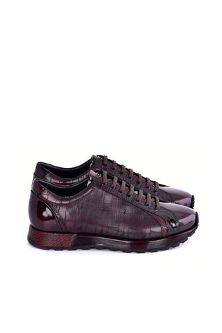 Corrente 5581L Burgundy Leather Sneakers for Men Elevate your – AmbrogioShoes