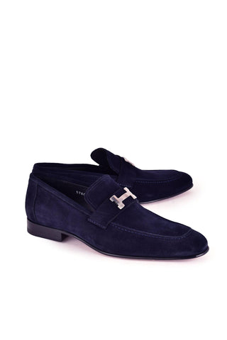 Corrente 5760S Suede Loafer - Navy-AmbrogioShoes