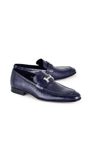 Corrente 5760V Vita Leather Loafer - Navy-AmbrogioShoes