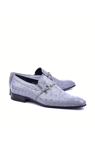 Corrente 5776 Ostrich Horse-Bit Loafers - Gray-AmbrogioShoes