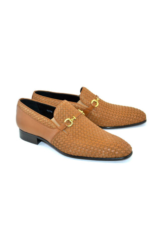 Corrente 5776 Suede & Leather Horse-Bit Loafer - Tan