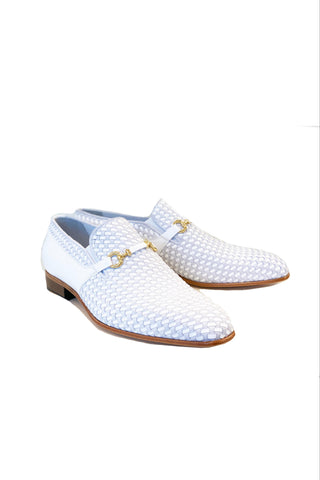 Corrente 5776 Suede & Leather Horse-Bit Loafer - White-AmbrogioShoes